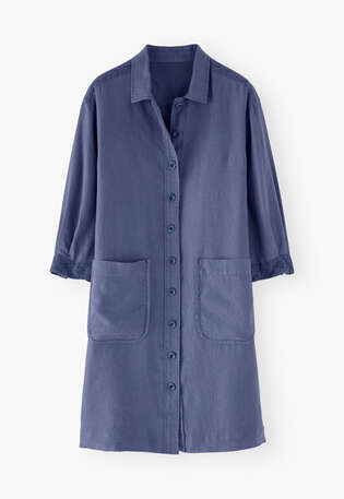 Hemdblusenkleid, Gewaschenes Navy, webstill