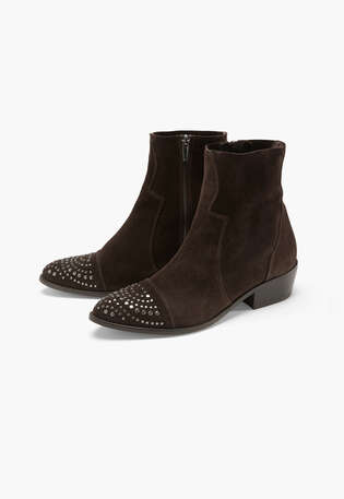 Boots mit Nietendetail, Espresso, webstill