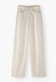 Mittelhoch taillierte Jeans mit weitem Bein, Pergament, webstill