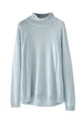 Kaschmirpullover mit hohem Kragen, Puderblau, webstill