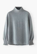 Sweatshirt mit hohem Kragen, Zartes Schieferblau, webstill