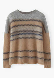 Fair-Isle-Pullover, Grau/Mandel, webstill