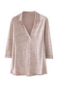 Polo-Shirt aus Leinen-Jersey, Gletscherrosa, webstill