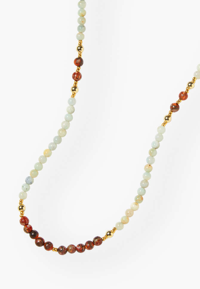 Halskette aus Perlen, Jade/Rost, completeTheLook