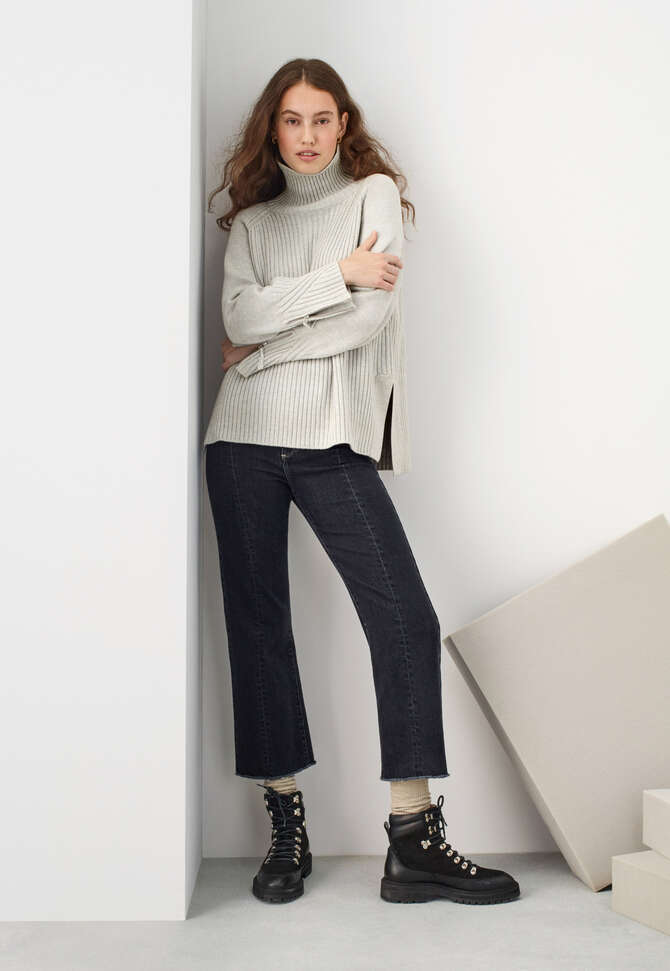 Pullover mit Trichterkragen, Eisgrau, completeTheLook
