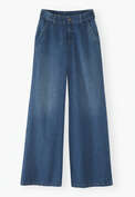 Lange Jeans mit weitem Bein, Dunkle Waschung, webstill
