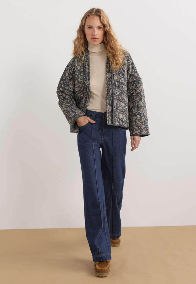 Gesteppte Jacke mit Print, Kohlschwarz/Nerz, completeTheLook