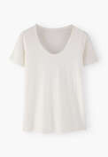 T-Shirt mit U-Ausschnitt, Wei&szlig;, webstill