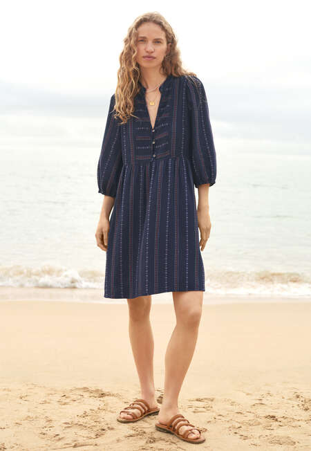 Streifenkleid, Dunkles Navyblau, completeTheLook