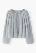 Handgestrickter Cardigan, Kreideblau, webstill