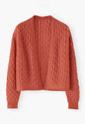 Cardigan mit Zopfmuster, Koralle, webstill