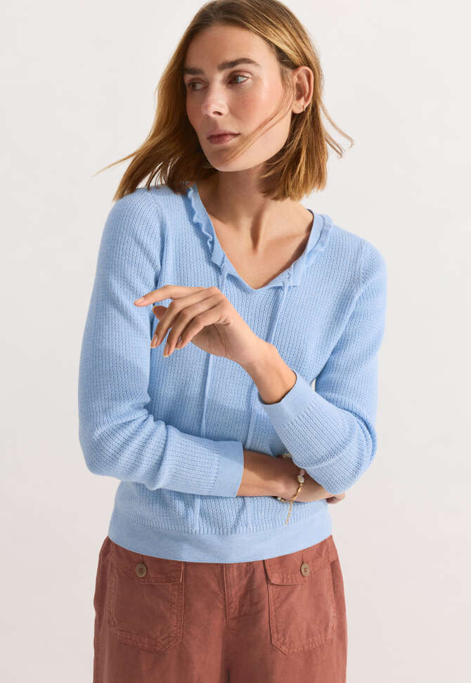 Pullover mit Bindeband, Blasses Chambray, completeTheLook
