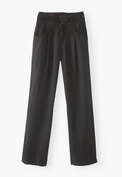 Hose mit weitem Bein, Schwarz, webstill
