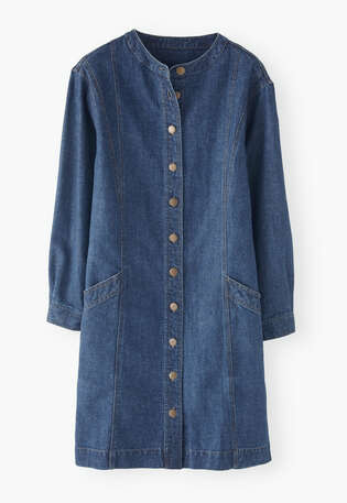 Indigo-Kleid, Dunkles Denimblau, webstill