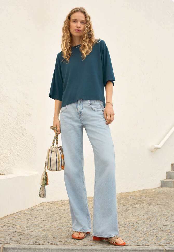 Oberteil mit &uuml;berschnittenen Schultern, Tiefes Petrol, completeTheLook