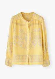 Bedruckte Bluse, Sonnenscheingelb, webstill