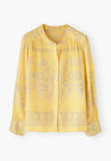 Bedruckte Bluse, Sonnenscheingelb, webstill