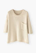 Kastiger Pullover, Ecru, webstill