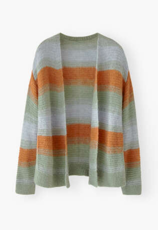 Gestreifter Cardigan, Ingwer/Jade, webstill