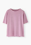 Gestreiftes T-Shirt, Orchideenrosa, webstill