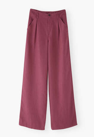 Hose mit weitem Bein, Dunkles Magenta, webstill