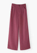 Hose mit weitem Bein, Dunkles Magenta, webstill
