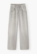 Jeans mit geradem Bein, Grau, webstill