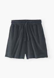 Shorts aus Frottee, Kohlschwarz, webstill