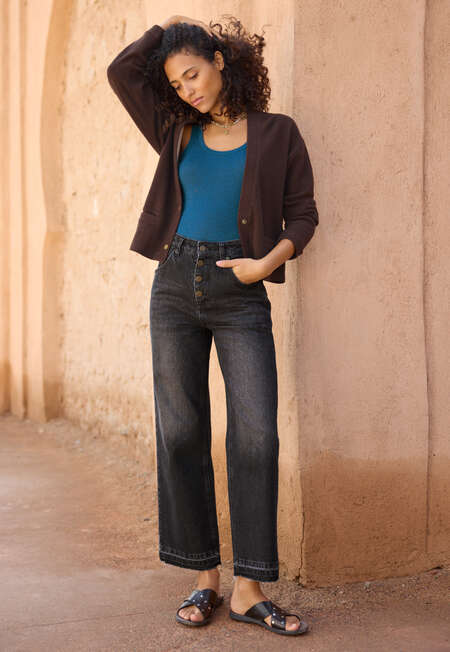 Jersey-Cardigan, Dunkle Schokolade, completeTheLook