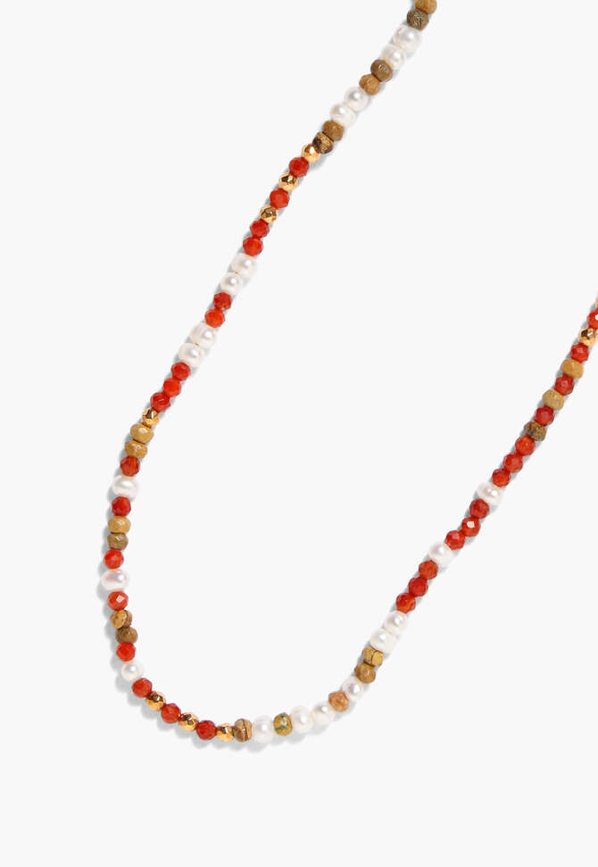 Perlenkette, Rubin/Perle, completeTheLook