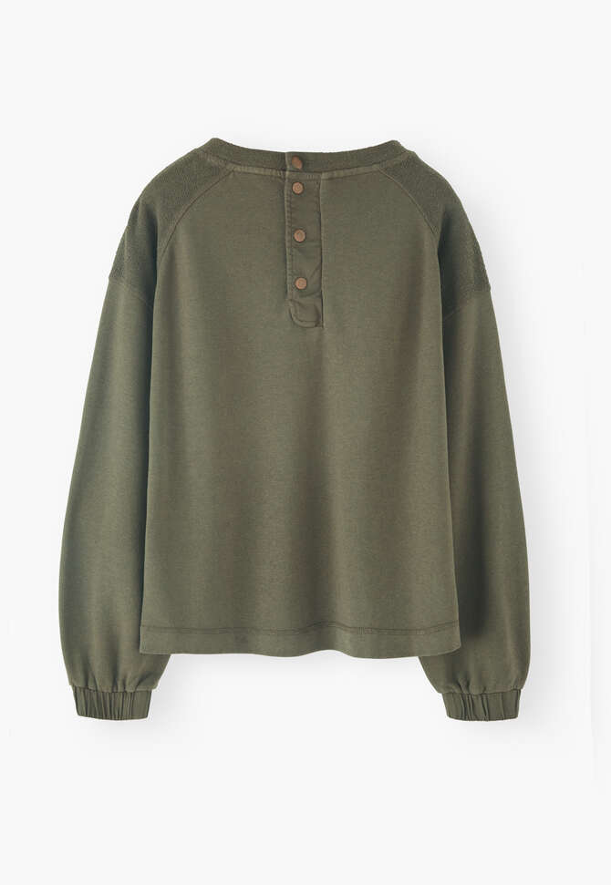 Sweatshirt mit Druckknopfr&uuml;cken, Khakigr&uuml;n, completeTheLook