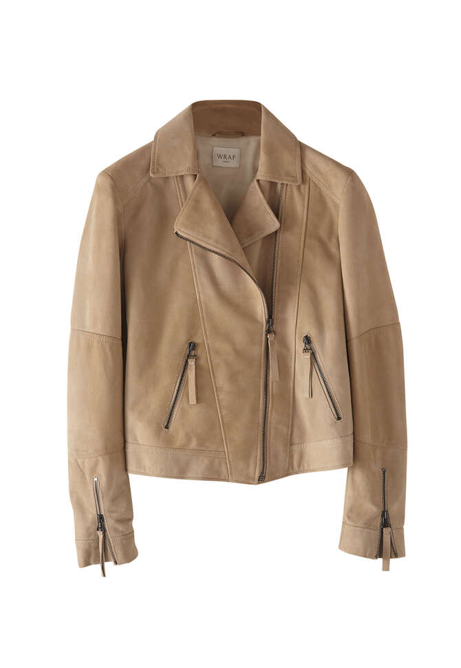 Bikerjacke aus Wildleder, Sand, completeTheLook