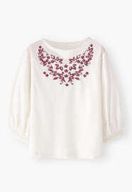 Besticktes Sweatshirt, Gebrochenes Wei&szlig;, webstill
