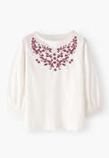 Besticktes Sweatshirt, Gebrochenes Wei&szlig;, webstill