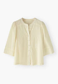 Schiffli-Bluse, Buttercreme, webstill