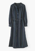 Gestreiftes Kleid, Indigo, webstill