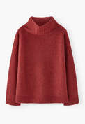 Pullover mit hohem Kragen, Flammenrot, webstill
