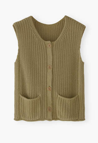 &Auml;rmelloser Cardigan, Khaki-Oliv, webstill