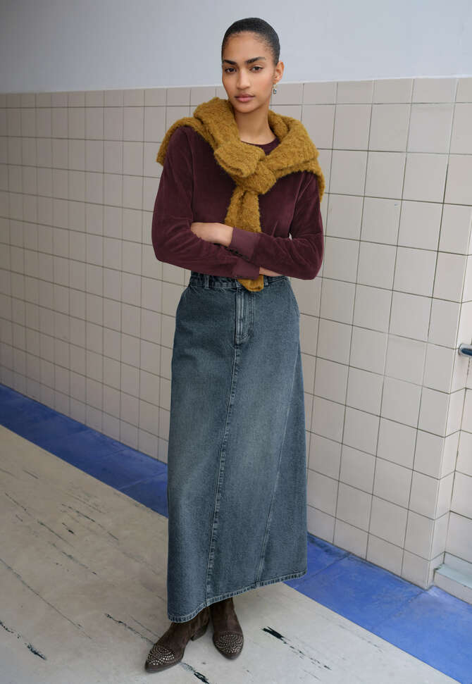 Denim-Rock mit Abn&auml;hern, Marineblau, completeTheLook