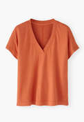 T-Shirt mit V-Ausschnitt, Mandarine, webstill