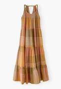 Kariertes Maxikleid, Khaki/Ros&eacute;, webstill