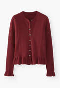 Cardigan mit Spitzenmuster, Rubin, webstill