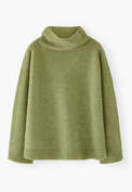 Pullover mit hohem Kragen, Kiefergr&uuml;n, webstill