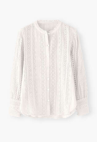 Spitzenbluse, Off-White, webstill