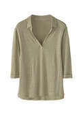 Polo-Shirt aus Leinen-Jersey, Olives Khaki, webstill
