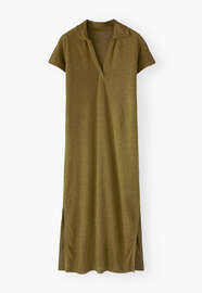 Polo-Shirt-Kleid, Dunkles Oliv, webstill