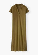 Polo-Shirt-Kleid, Dunkles Oliv, webstill
