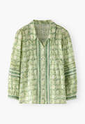 Bluse mit Print, Pistazie/Gr&uuml;n, webstill