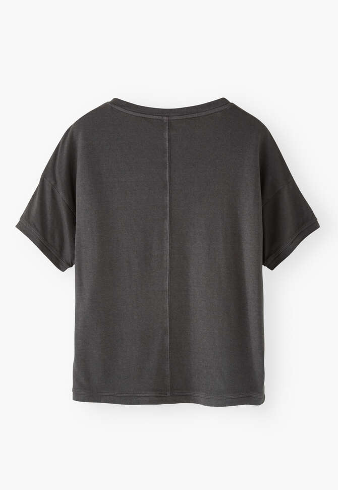 T-Shirt mit V-Ausschnitt, Kohlschwarz, completeTheLook