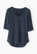 T-Shirt mit V-Ausschnitt, Indigo, webstill